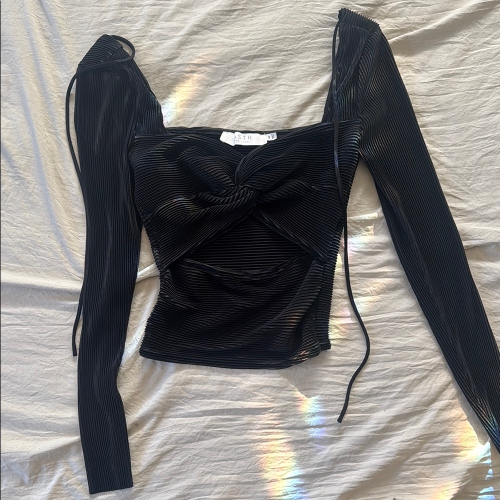 Astr Black Fitted Asymmetrical Blouse